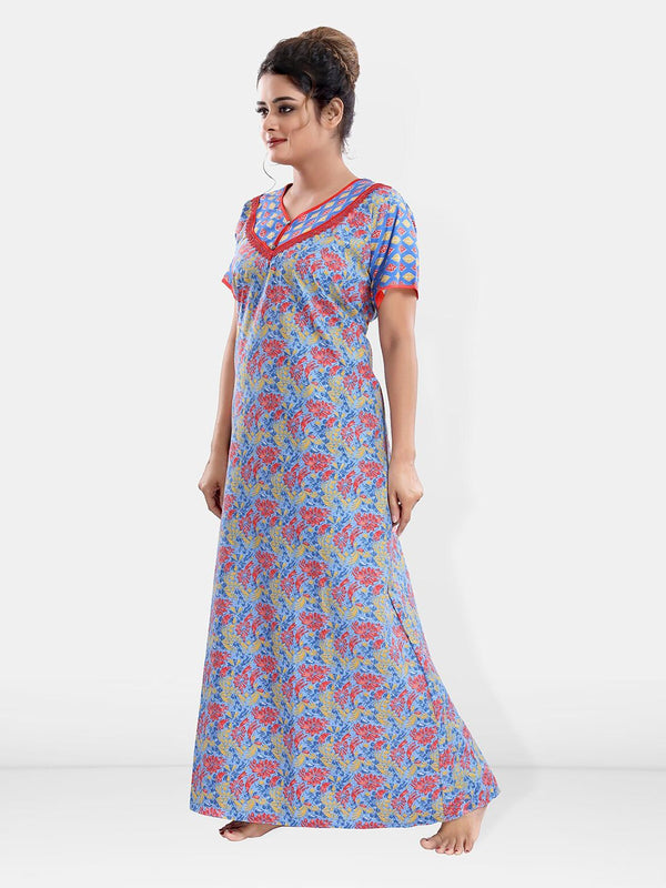 Be You Printed Pure Cotton Maxi Nightdress
