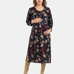 Be You Floral Printed Maternity Straight Kurta