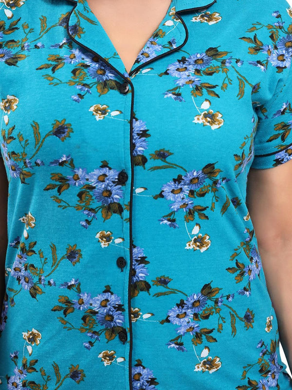 Be You Pack Of 2 Lapel Collar Floral Printed Night Suits