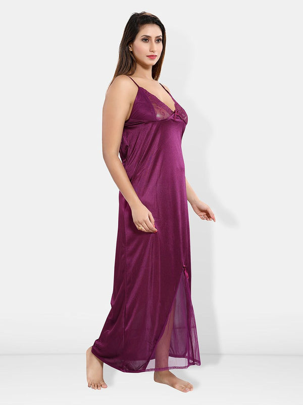 Be You Shoulder Straps Satin Maxi Nightdress With Robe