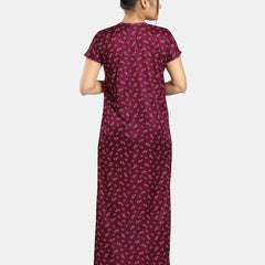 Be You Floral Printed V-Neck Satin Maxi Nightdress