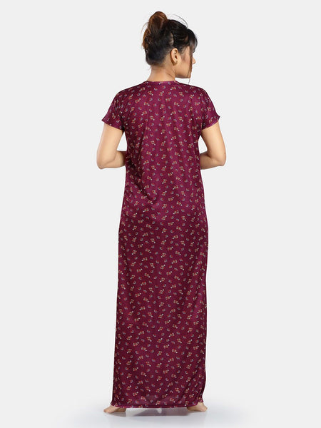 Be You Floral Printed V-Neck Satin Maxi Nightdress