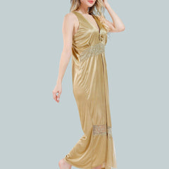 Be You V Neck Lace Up Details Satin Nightdress With Robe