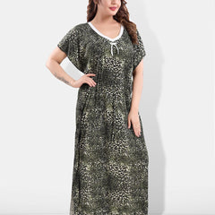 Be You Animal Printed V-Neck Satin Kaftan Nightdress