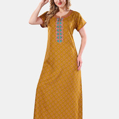 Be You Ethnic Motifs Printed Maxi Nightdress
