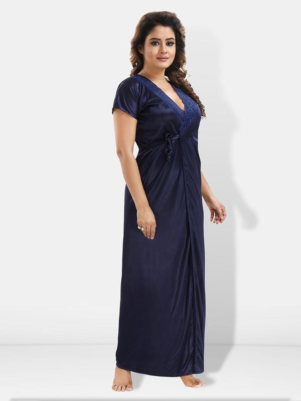 Be You 6 Pieces Satin Maxi Nightdress Set With Robe And Lingerie Set