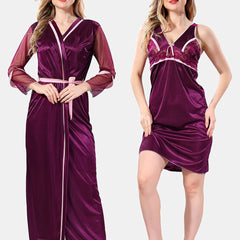 Be You Shoulder Strap Satin Maxi Nightdress With Robe