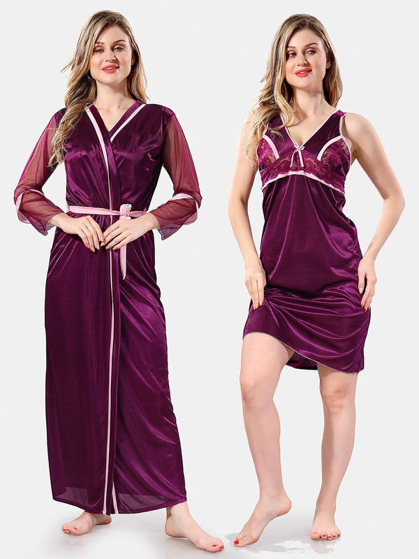 Be You Shoulder Strap Satin Maxi Nightdress With Robe