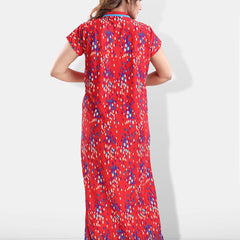 Be You Polka Dots Printed Satin Maxi Feeding & Maternity Nightdress