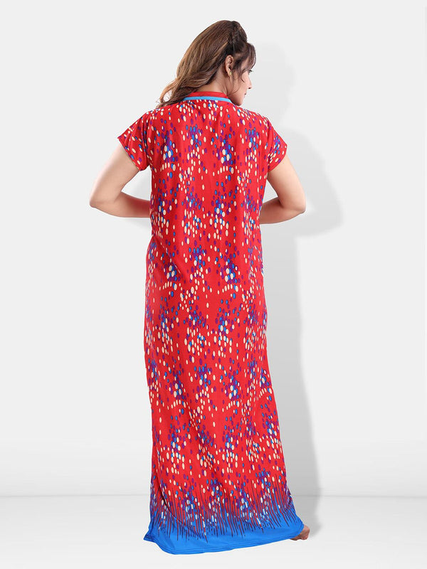 Be You Polka Dots Printed Satin Maxi Feeding & Maternity Nightdress
