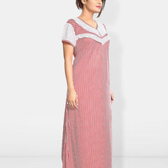 Be You Striped Maxi Satin Maternity Nightdress