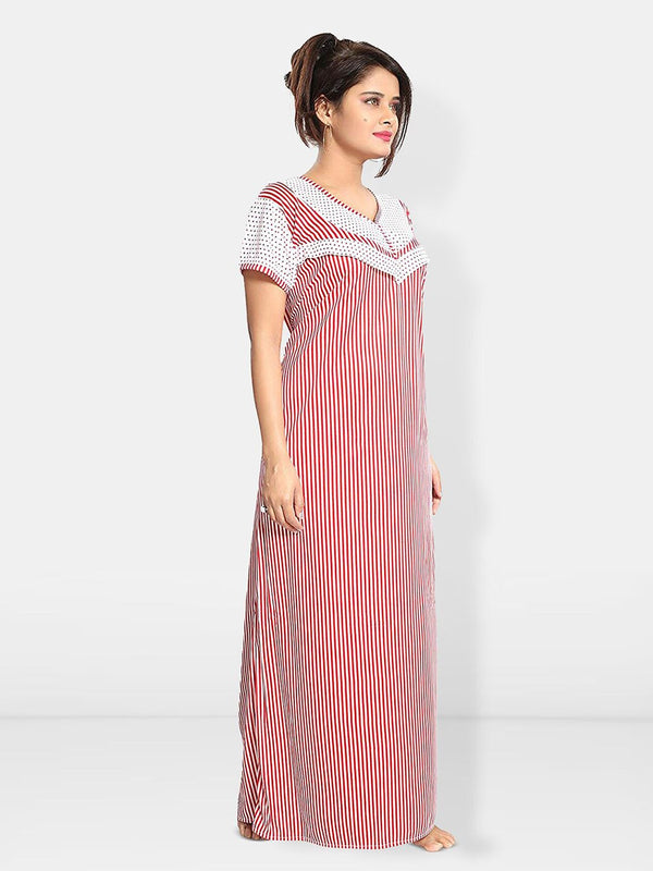 Be You Striped Maxi Satin Maternity Nightdress