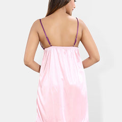 Be You Self Design Satin Nightdress With Robe