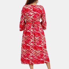 Be You Abstract Printed Bell Sleeves Maternity Fit and Flare Dress