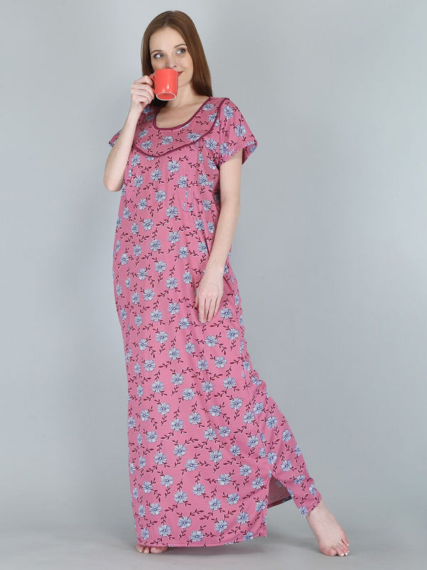 Be You Women Printed Maternity Maxi Nightdress