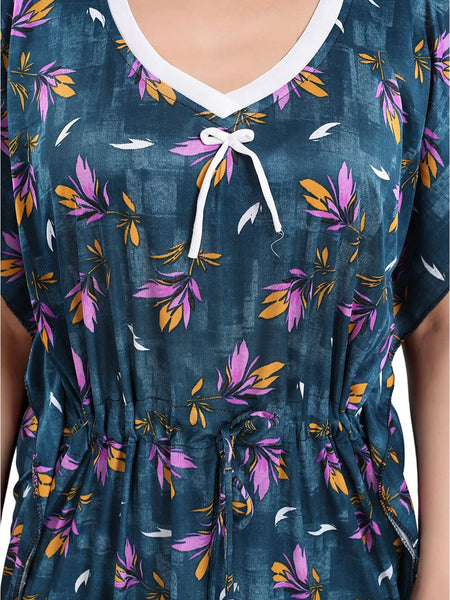 Be You Floral Printed Satin Kaftan Nightdress