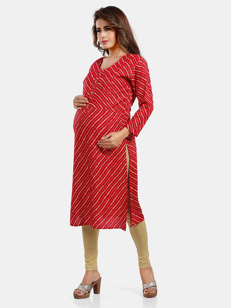 Be You Leheriya Printed Round Neck Kurta