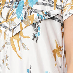 Be You White Printed Feeding Nightdress