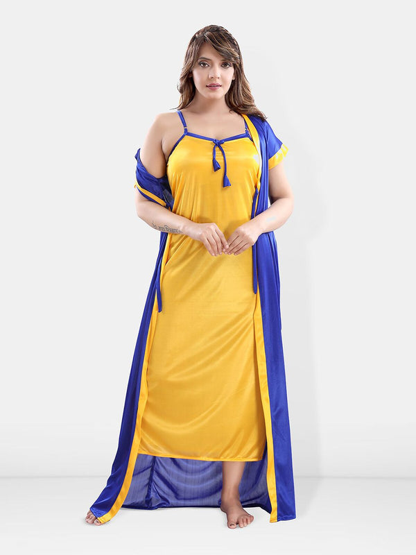 Be You Shoulder Straps Satin Maxi Nightdress with Robe