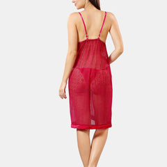 Be You Shoulder Strap Net Maxi Nightdress With Satin Robe