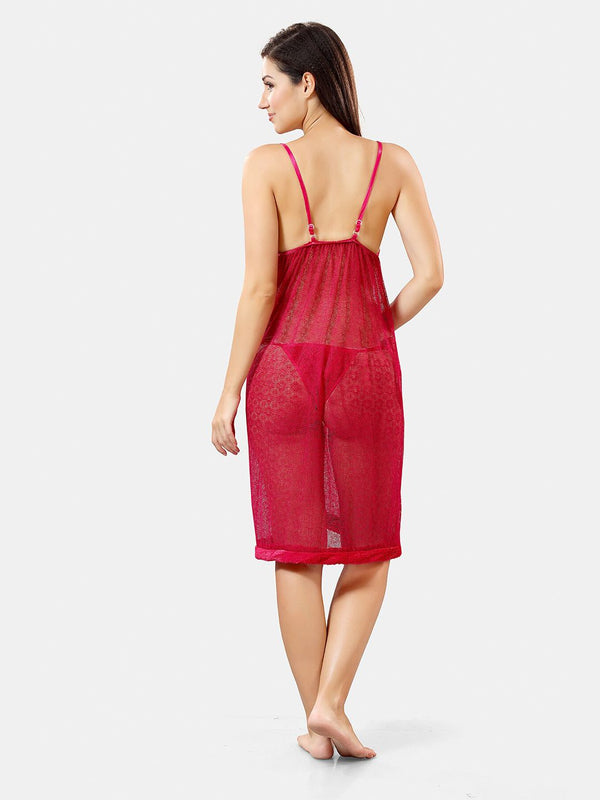 Be You Shoulder Strap Net Maxi Nightdress With Satin Robe