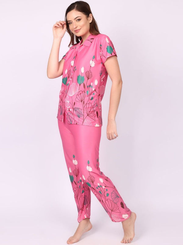 Be You Women Floral Printed Top & Pyjama Night suit