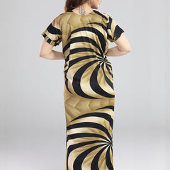 Be You Sarina Satin Spiral Printed Maxi Nightdress