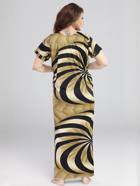 Be You Sarina Satin Spiral Printed Maxi Nightdress