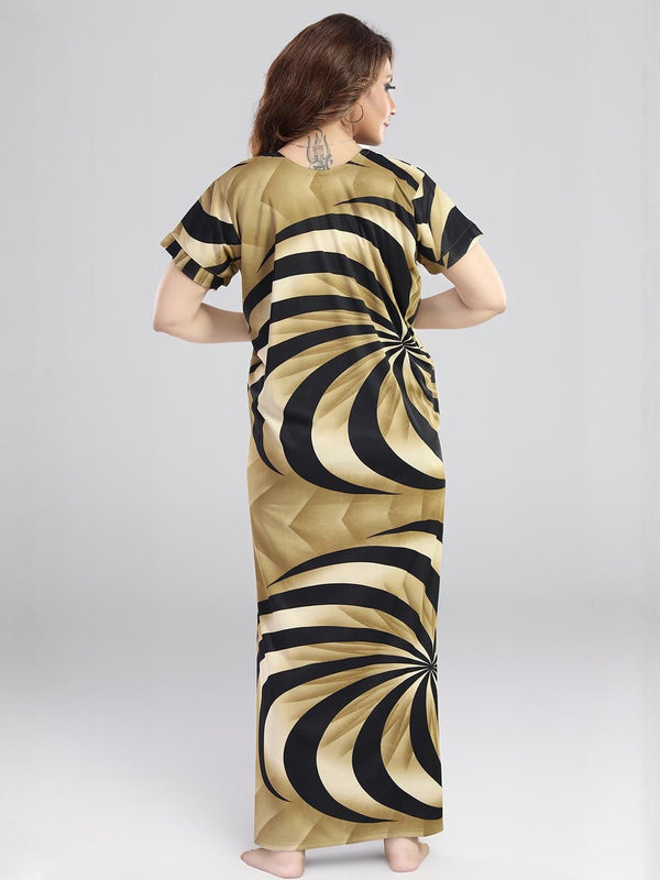 Be You Sarina Satin Spiral Printed Maxi Nightdress