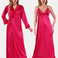 Be You V-Neck Long Sleevs Satin Maxi Nightdress With Robe