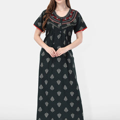 Be You Green Embroidered Maxi Nightdress