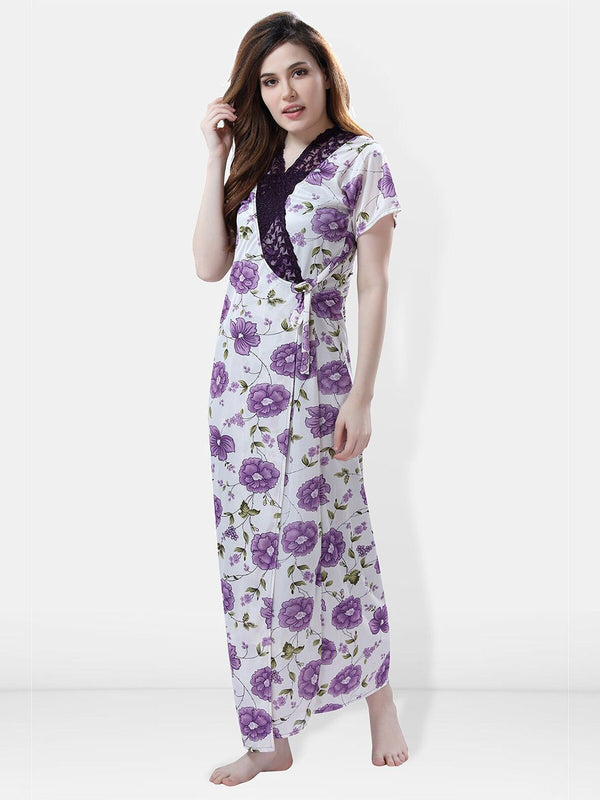 Be You Printed Nightdress With Robe