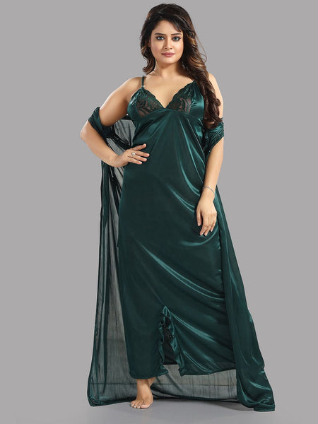Be You V-Neck Satin 6 Pieces Maxi Nightdress