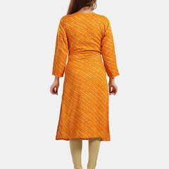 Be You Leheriya Printed Round Neck Kurta