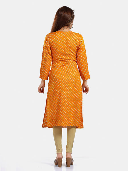 Be You Leheriya Printed Round Neck Kurta