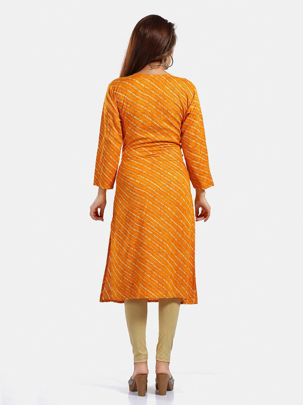 Be You Leheriya Printed Round Neck Kurta