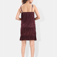 Be You Shoulder Straps Satin Night Suit With Robe