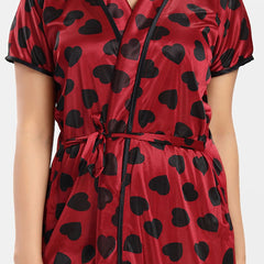 Be You Women V-Neck Printed Satin Nightdress