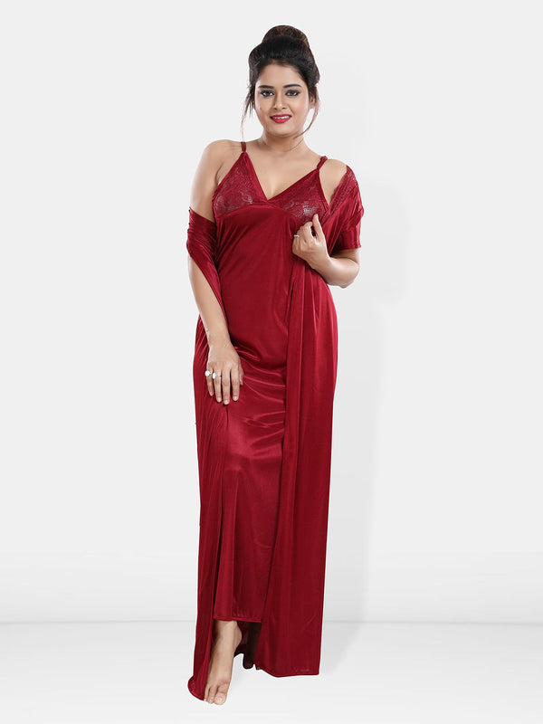 Be You Maxi Satin Wrap Nightdress With Robe