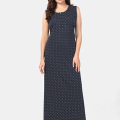 Be You Abstract Printed Sleeveless Maxi Nightdress