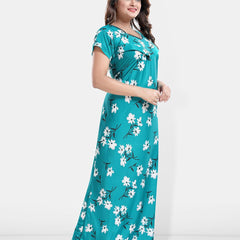 Be You Floral Printed Maxi Satin Maternity Nightdress