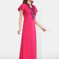 Be You Floral Embroidered Mandarin Collar Maxi Sweat Nightdress