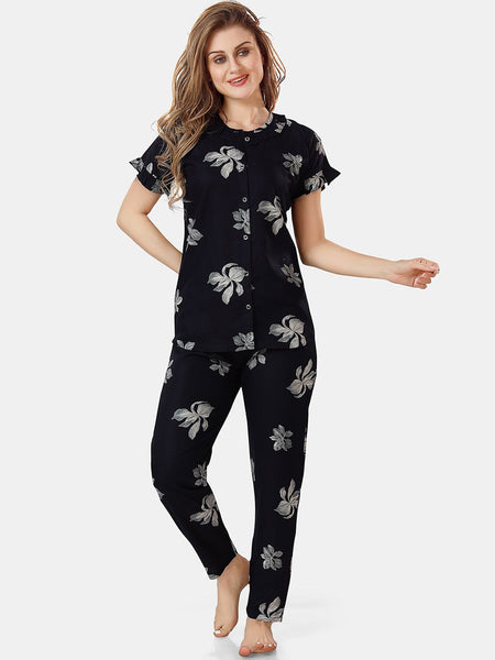 Be You Floral Printed Shirt And Pyjama Night Suit