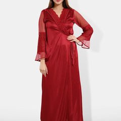 Be You Shoulder Straps Satin Maxi Nightdress With Robe