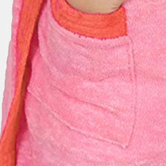 Be You Two-Tone Peach Solid Cotton Drawstring Knee Length Bath Robe