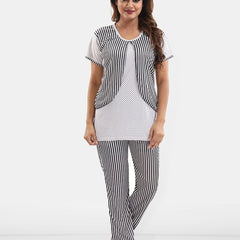 Be You Striped Satin Night Suit