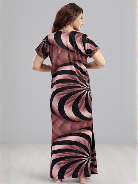 Be You Sarina Satin Spiral Printed Maternity Maxi Nightdress