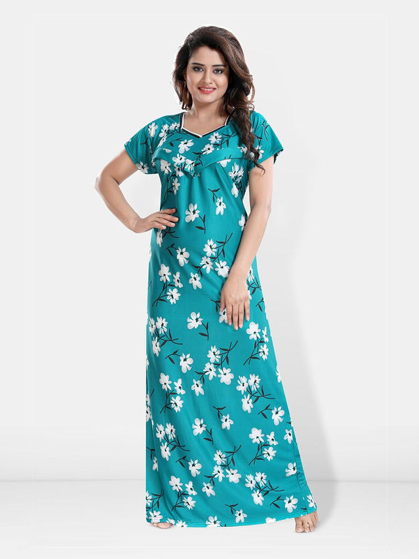 Be You Floral Printed Maxi Satin Maternity Nightdress