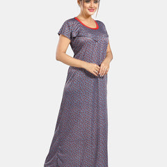 Be You Conversational Printed Maternity Satin Maxi Nightdress