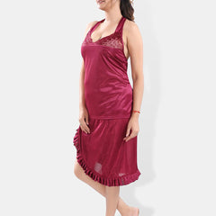 Be You V-Neck Satin Lace Night Suit With Robe